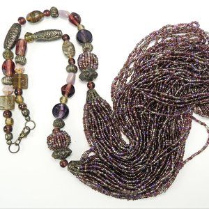 Boho Purple Seed Bead Necklace
